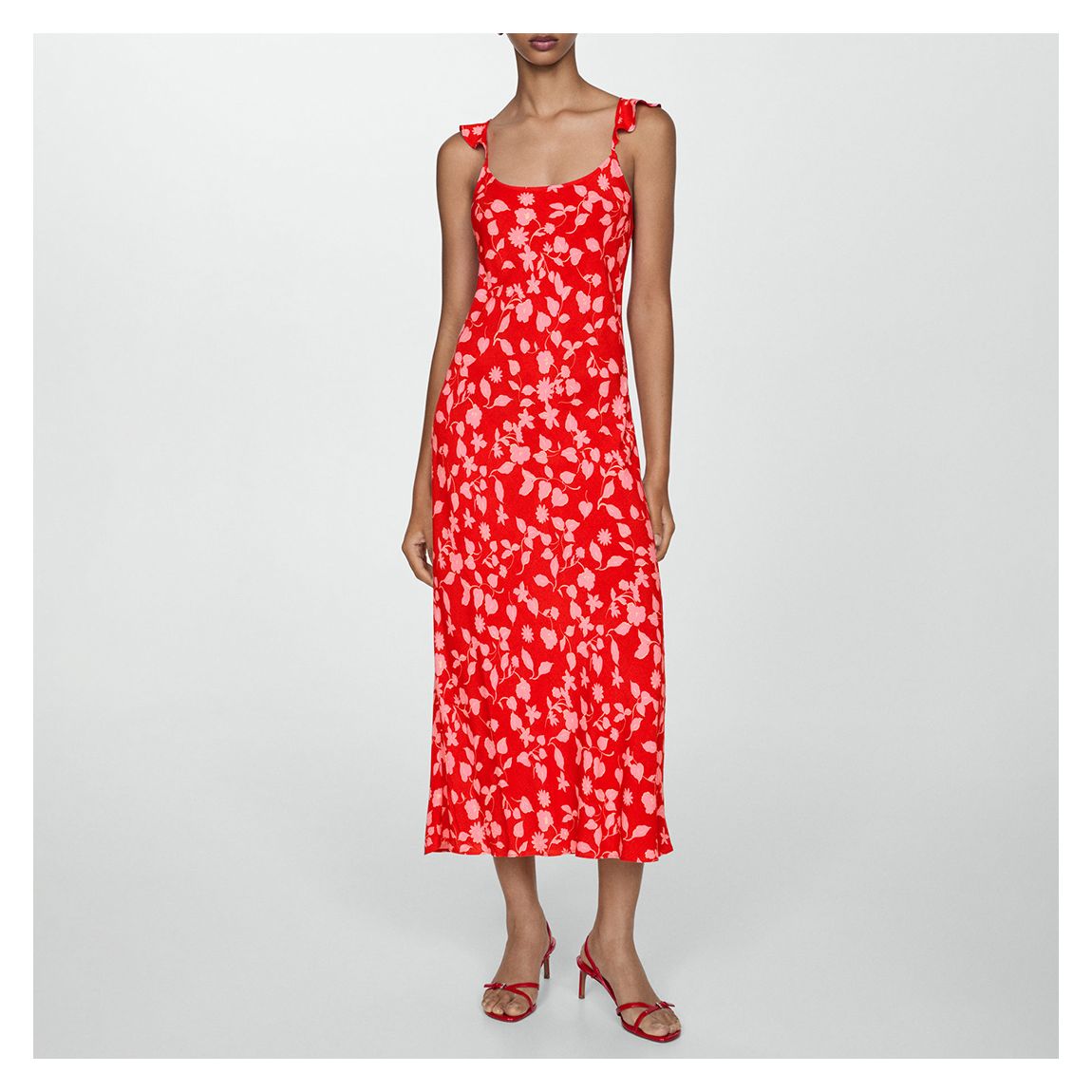 Red Long Printed Dress main product photo