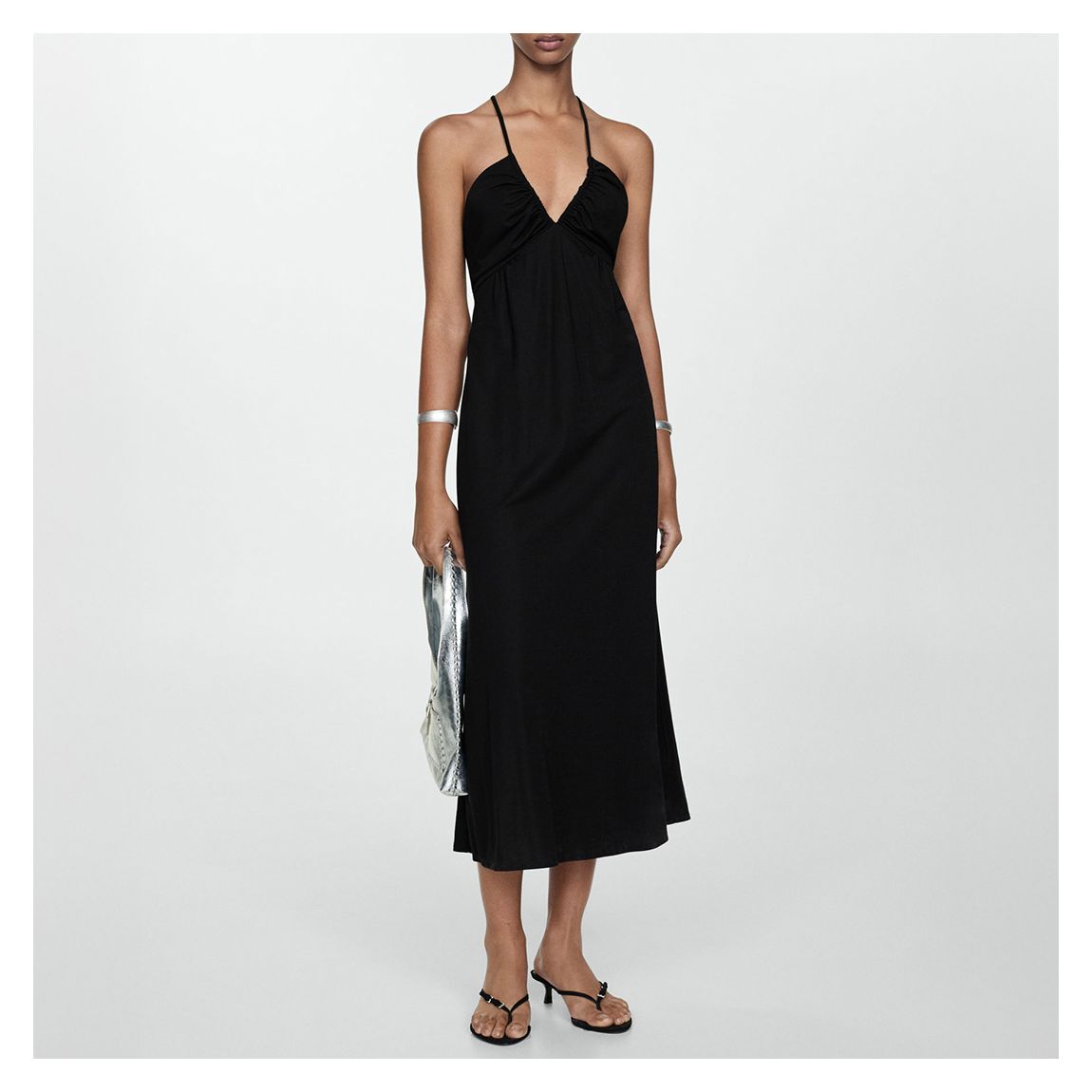 Black Ruched Midi Dress main product photo