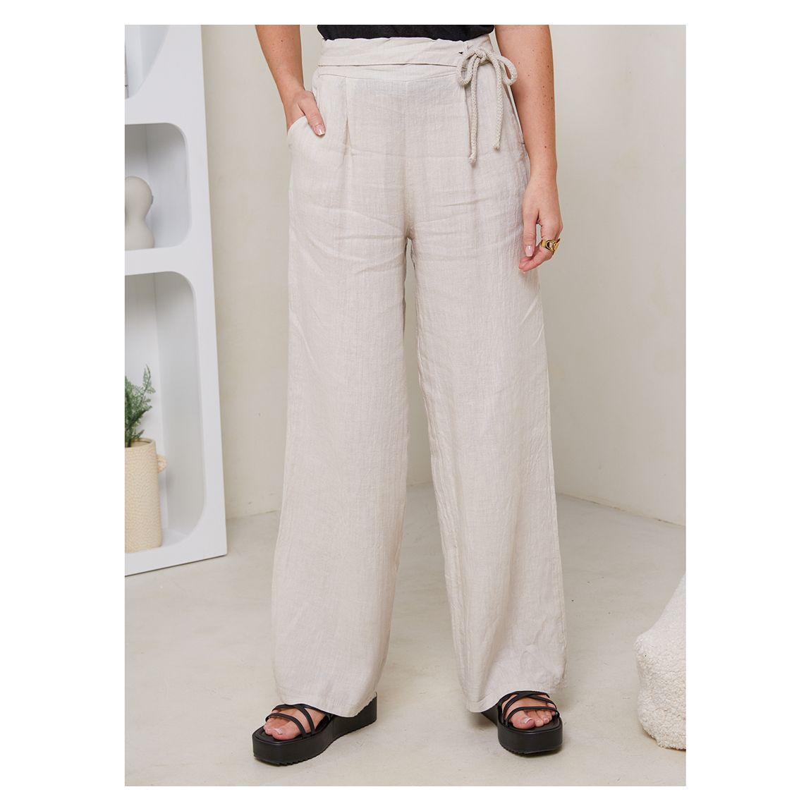 Beige Linen Trousers main product photo