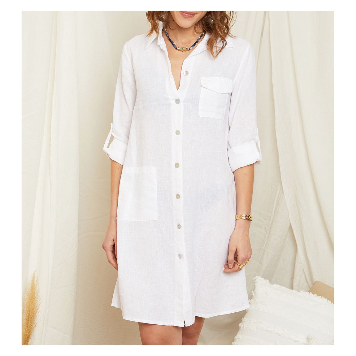Blanc Linen Mini Dress main product photo
