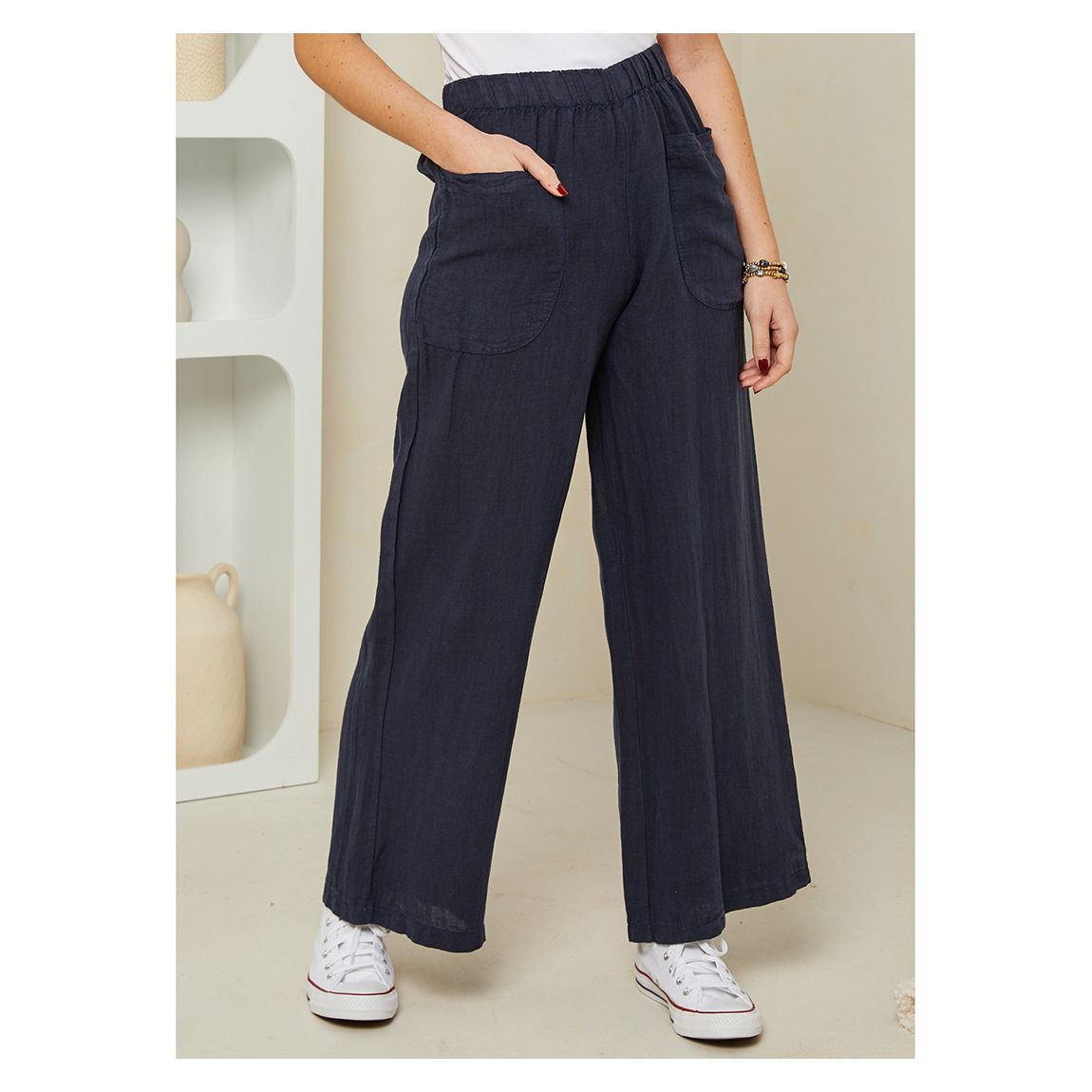 Marine Straight Leg Linen Trousers main product photo