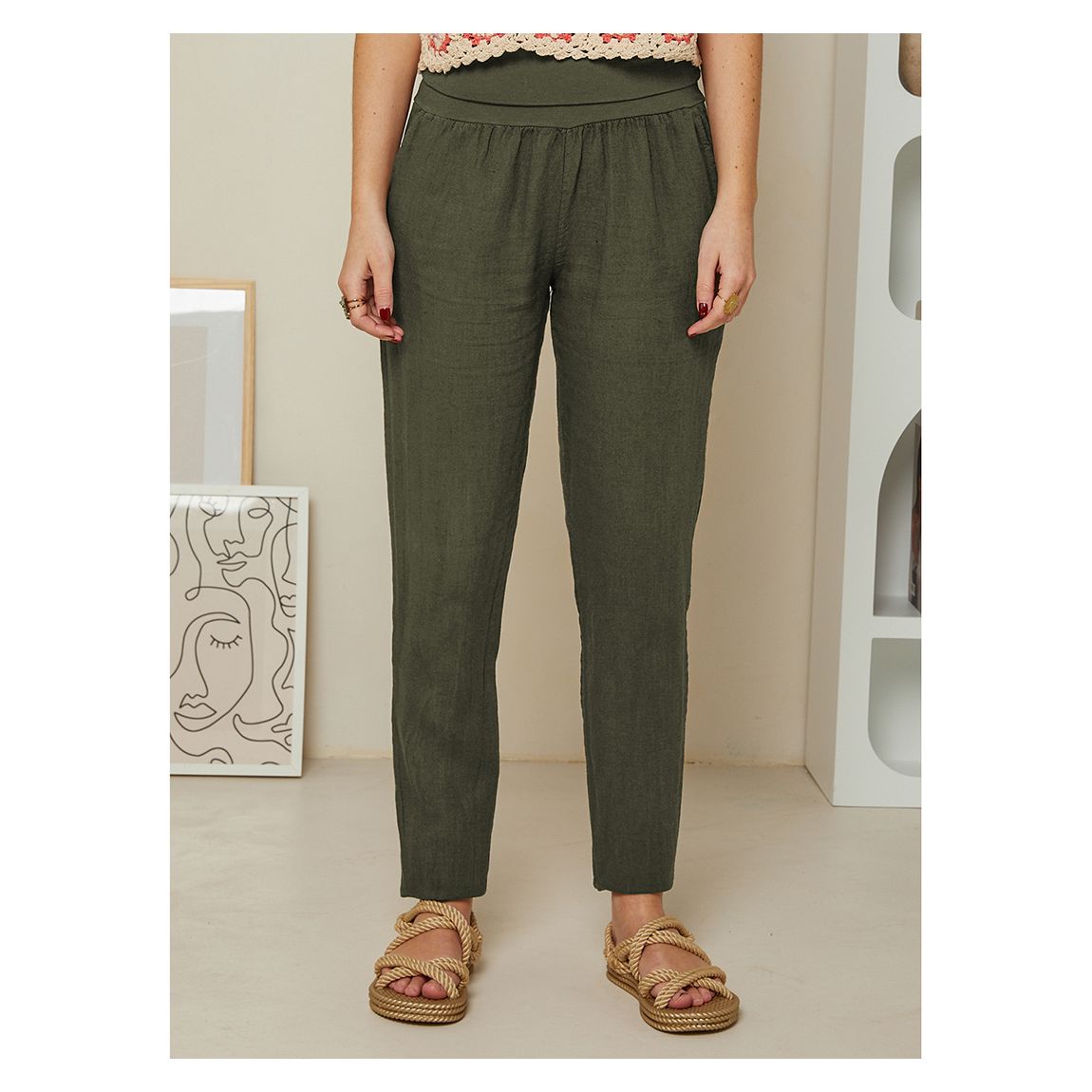 Khaki Linen Trouser main product photo
