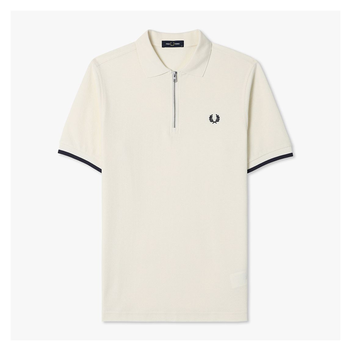 White Crepe Pique Zip Neck Shirt main product photo