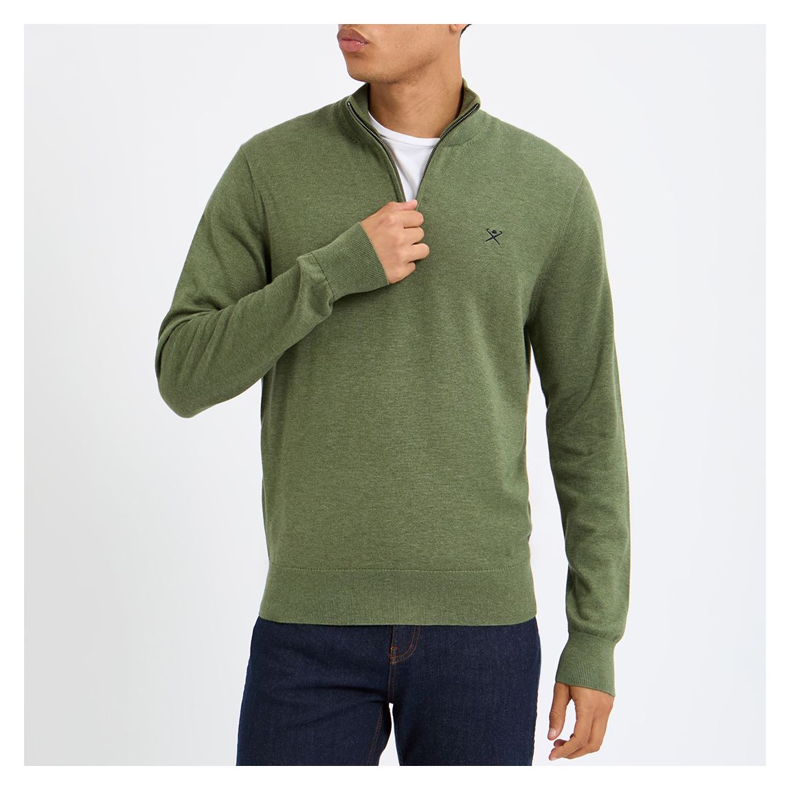 Green Cotton Silk Half Zip Jumper main product photo