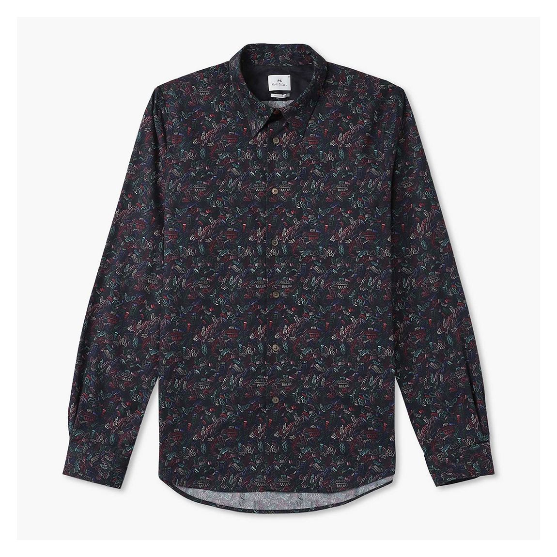 Black Leaf Pattern Tailored Fit Shirt main product photo