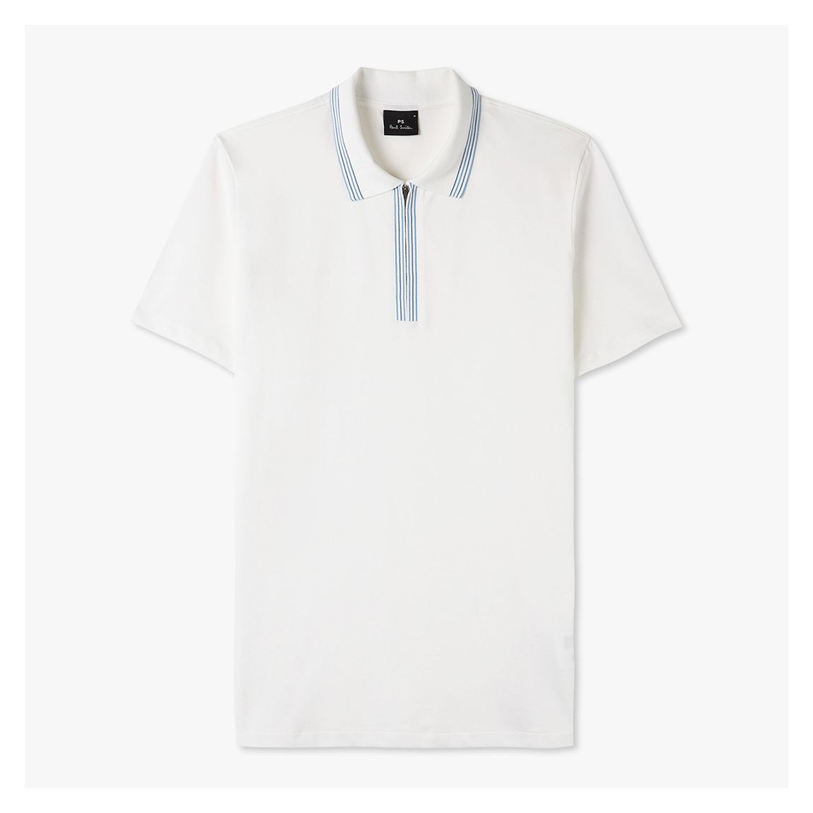 White Reg Fit Zip Polo Shirt main product photo