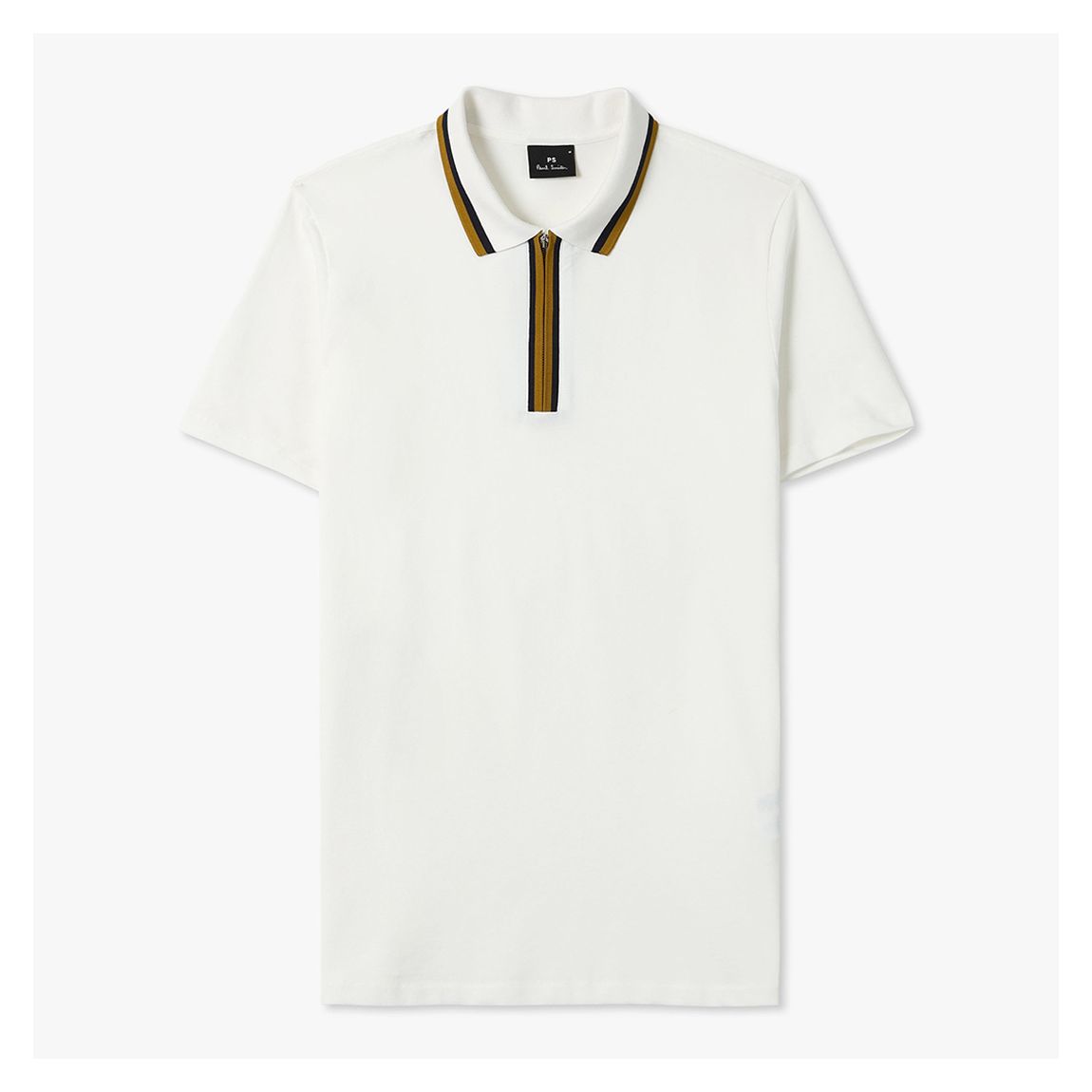 White Reg Fit Half Zip Polo Shirt main product photo
