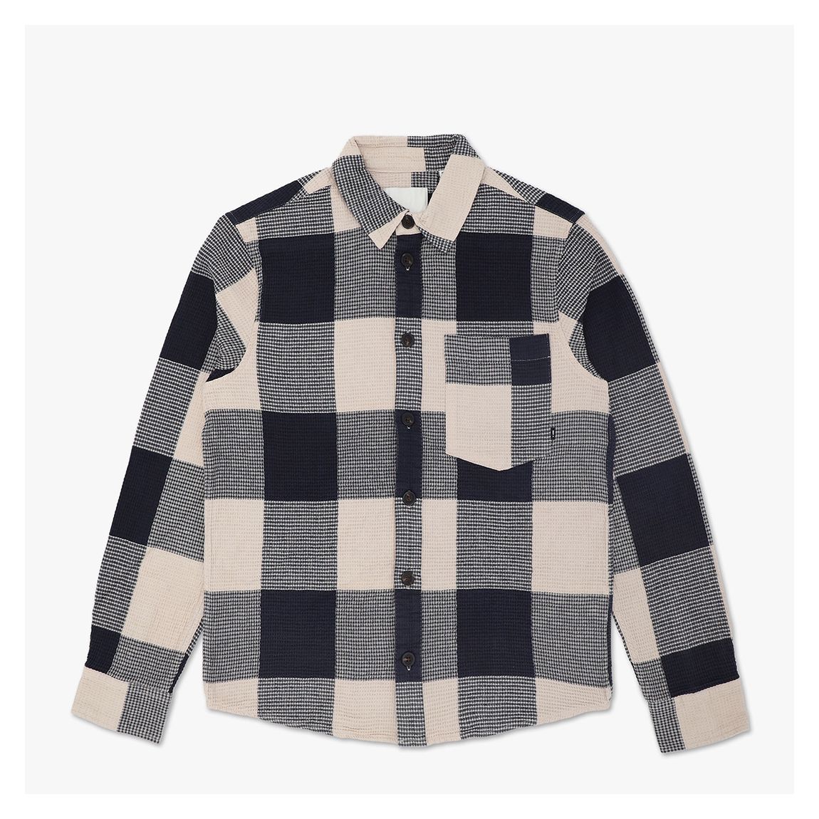 Navy Waffle Check Overshirt main product photo