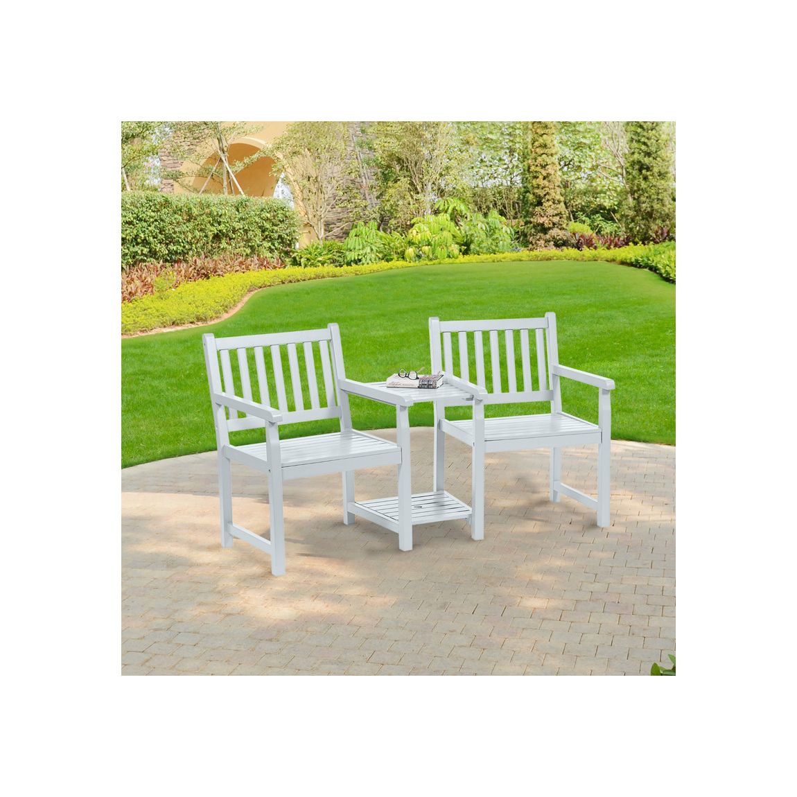 Greenhurst PU Painted Danesford Duo Bench Pearl White main product photo