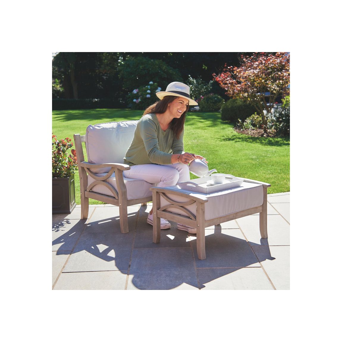 Greenhurst Sorrento Armchair and Footrest Grey main product photo