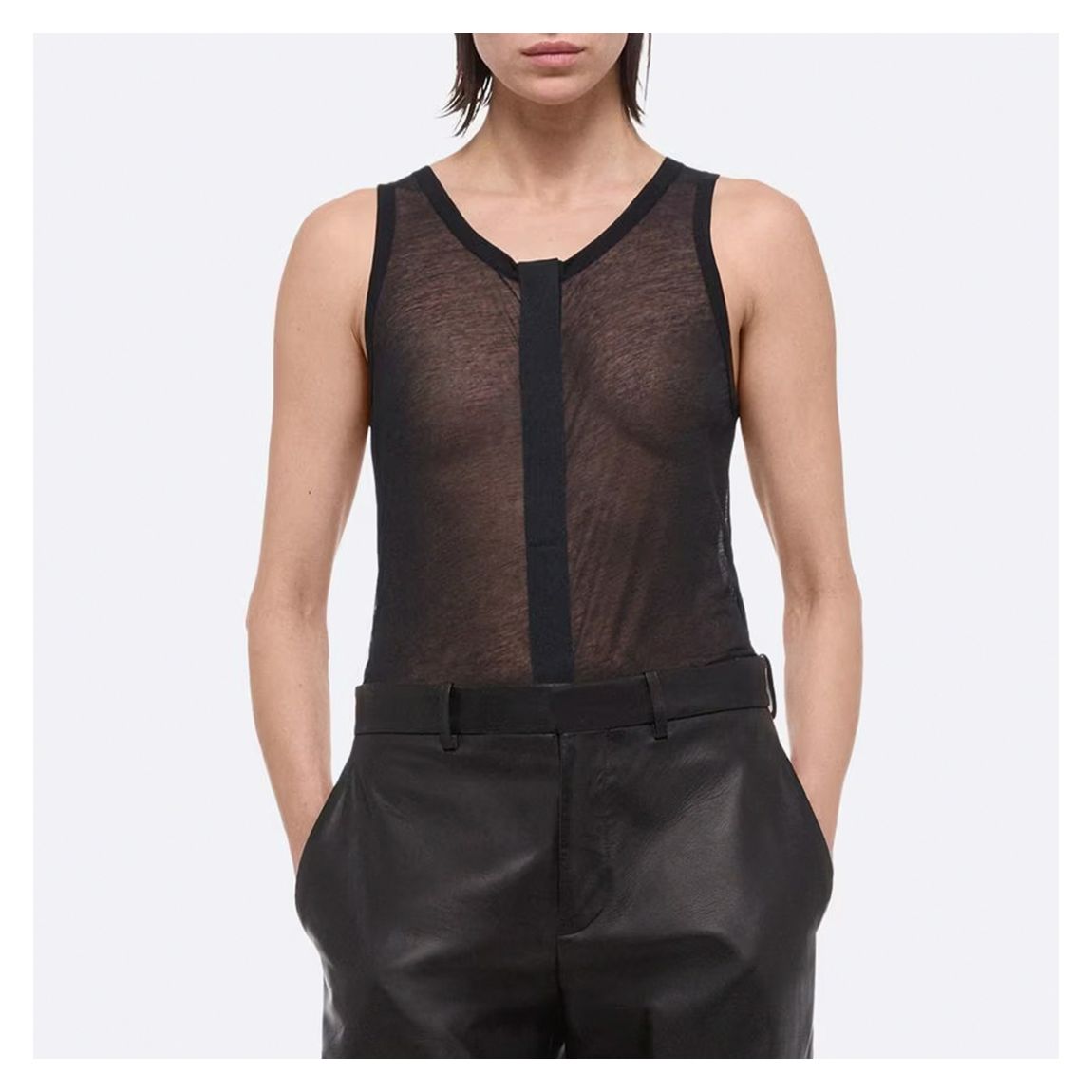 Black Two Way Sheer Tank Top main product photo