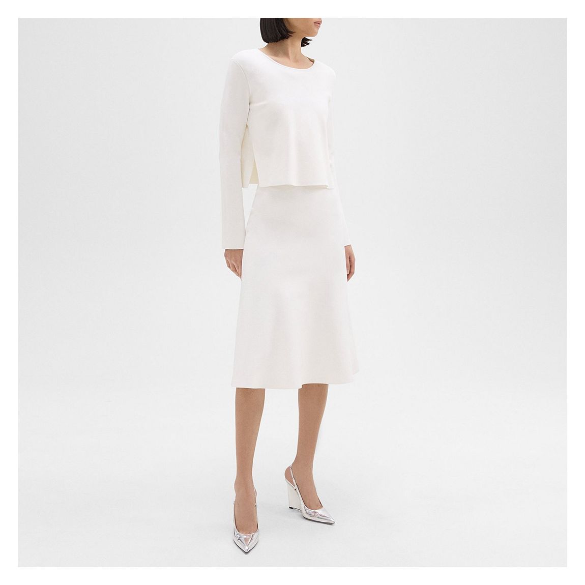 White Two Layer Crepe Dress main product photo
