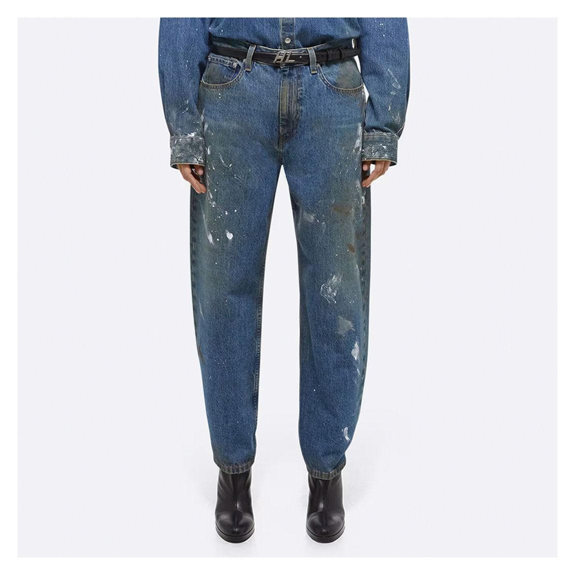 Indigo Barrel Leg Painter Jeans main product photo