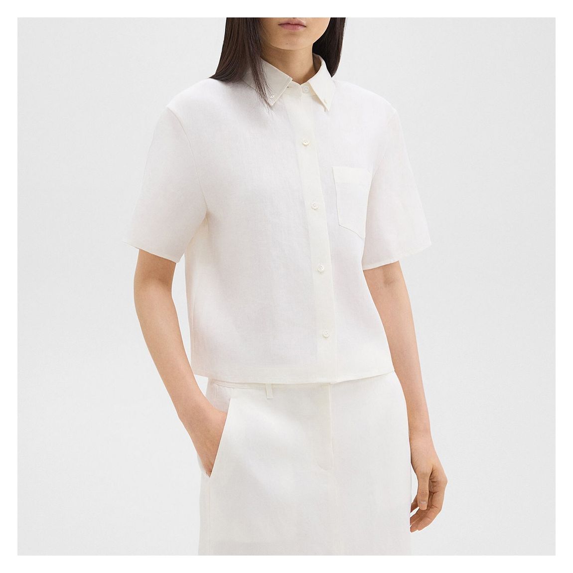 White Boxy Linen Shirt main product photo
