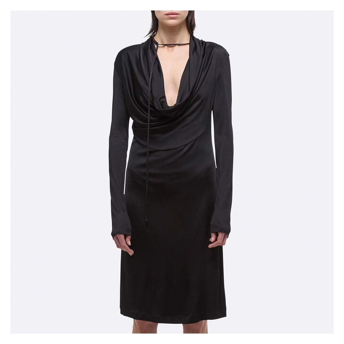 Black Cowl Neck Tie Dress main product photo