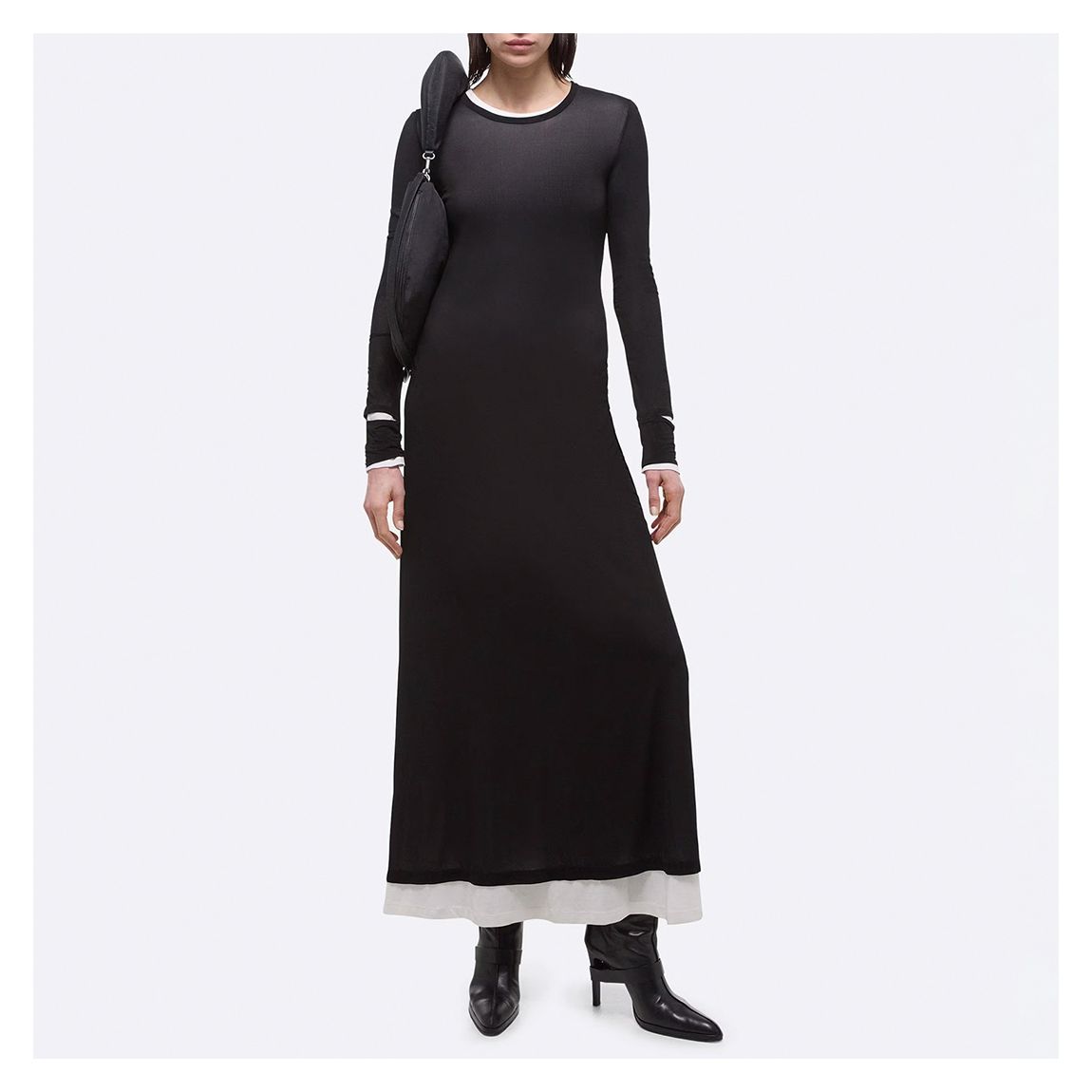 Black Sheer Layered Maxi Dress main product photo