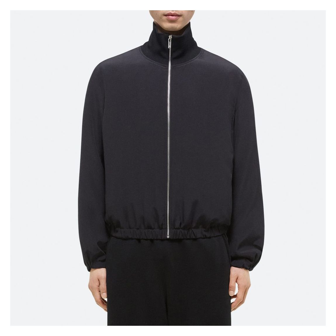 Black Silk Zip Bomber Jacket main product photo
