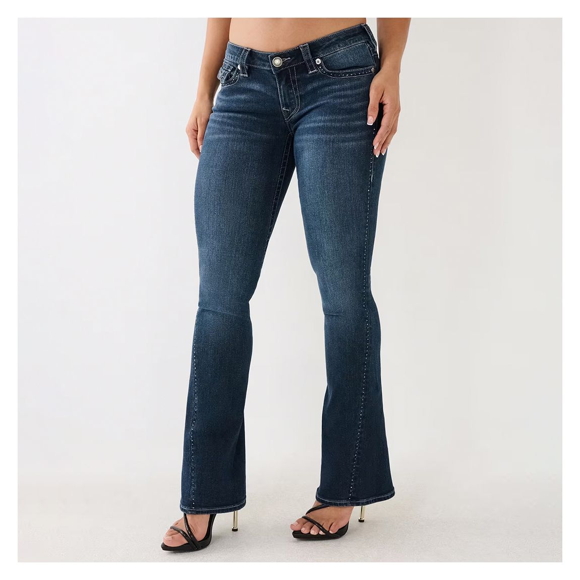 Dark Blue Crystal Joey Low Rise Flare Jeans main product photo