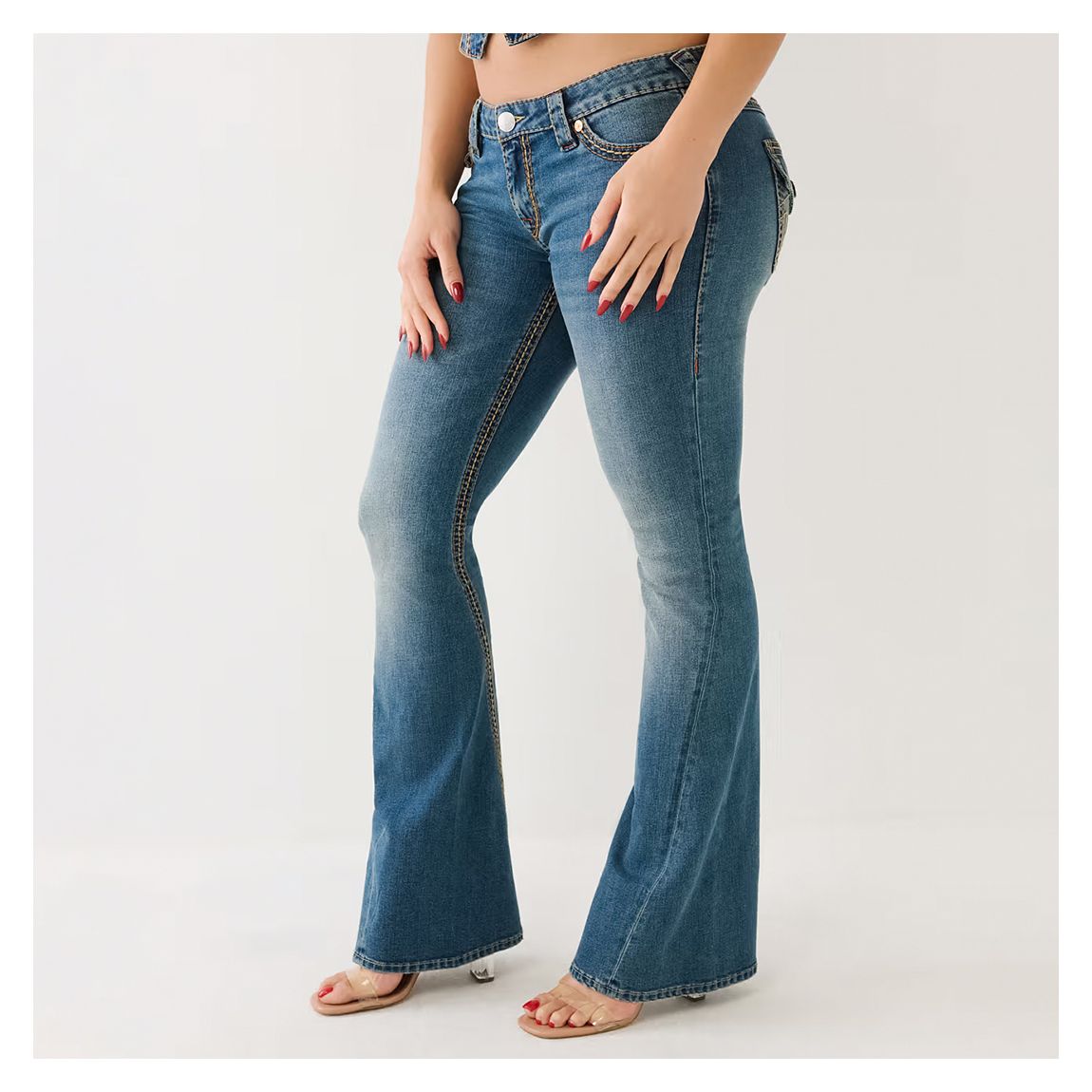 Mid Blue Joey Low Rise Flared Jean main product photo