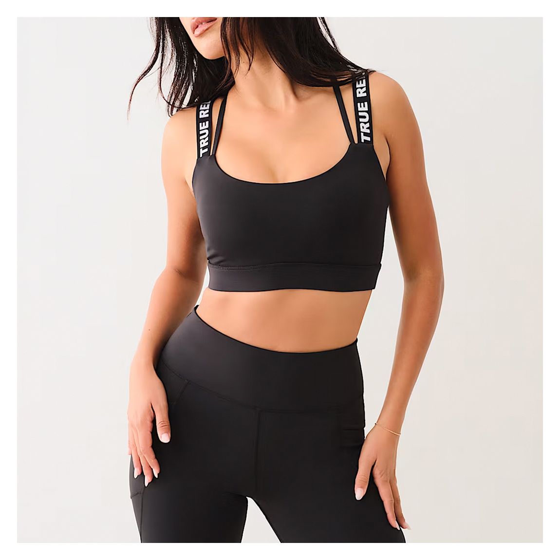 Black Branded Sports Bra main product photo