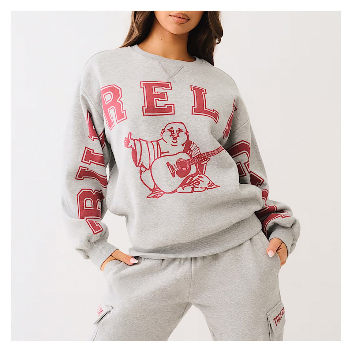 Grey Printed Boyfriend Sweatshirt main product photo