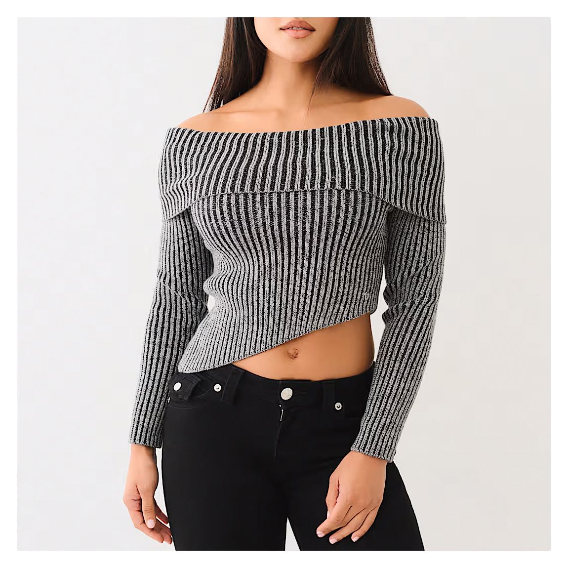 Grey Asymmetric Foldover Jumper main product photo
