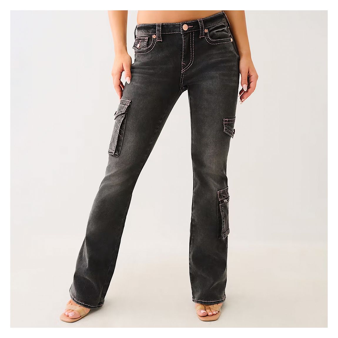 Black Becca Lurex Big T Bootcut Jean main product photo