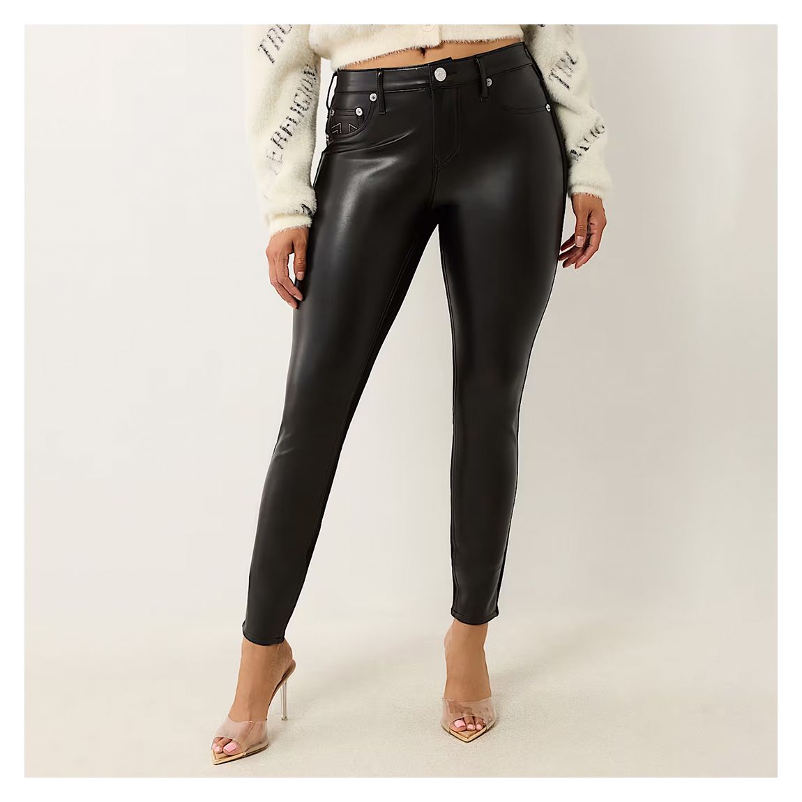 Black Jennie Faux Leather Ponte Curvy Skinny Jean main product photo