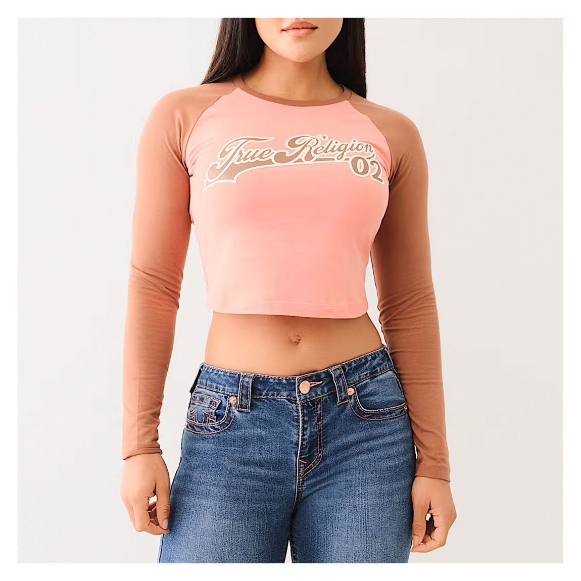 Pink Contrast Raglan Crop Tee main product photo