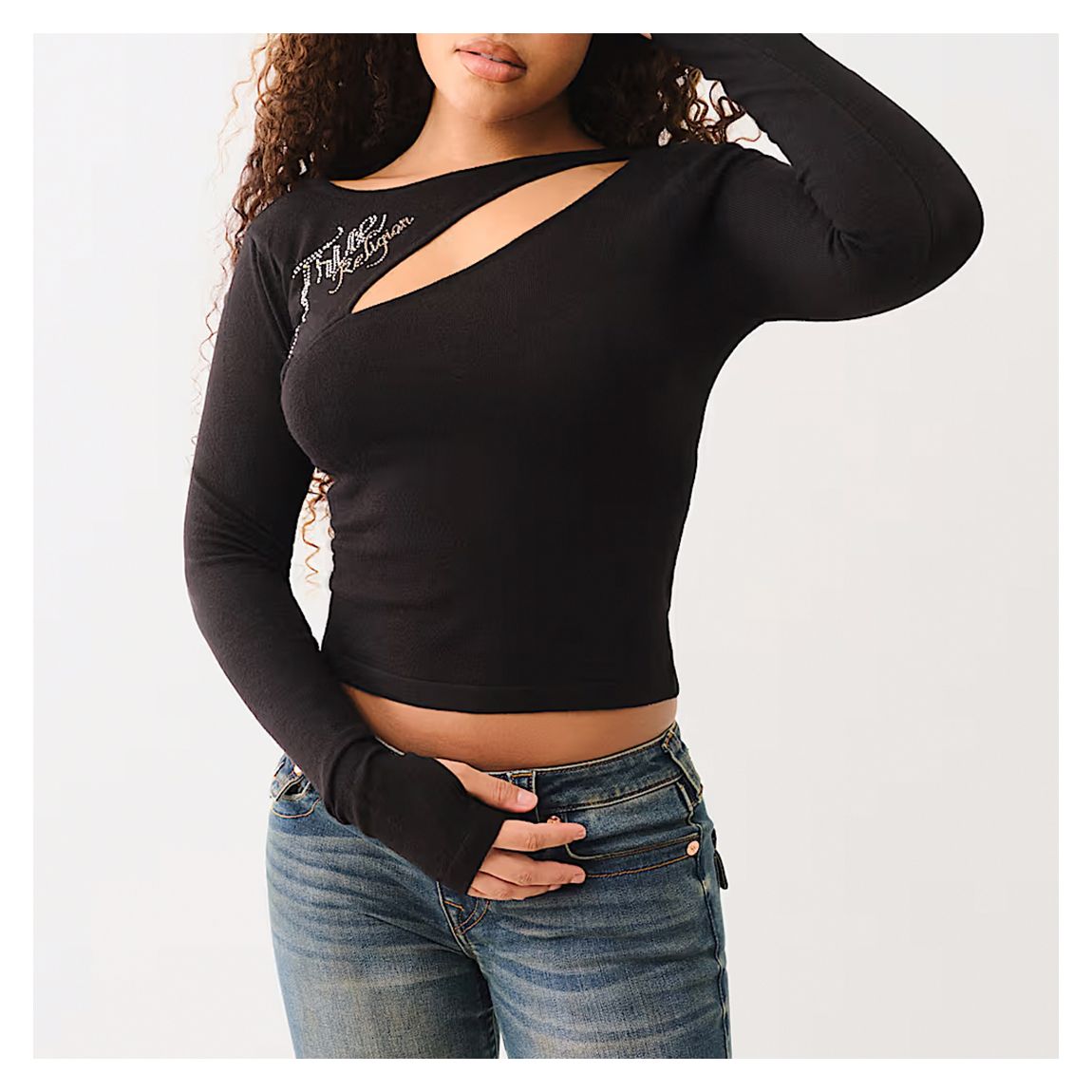 Black Crystal Cutout Jumper main product photo
