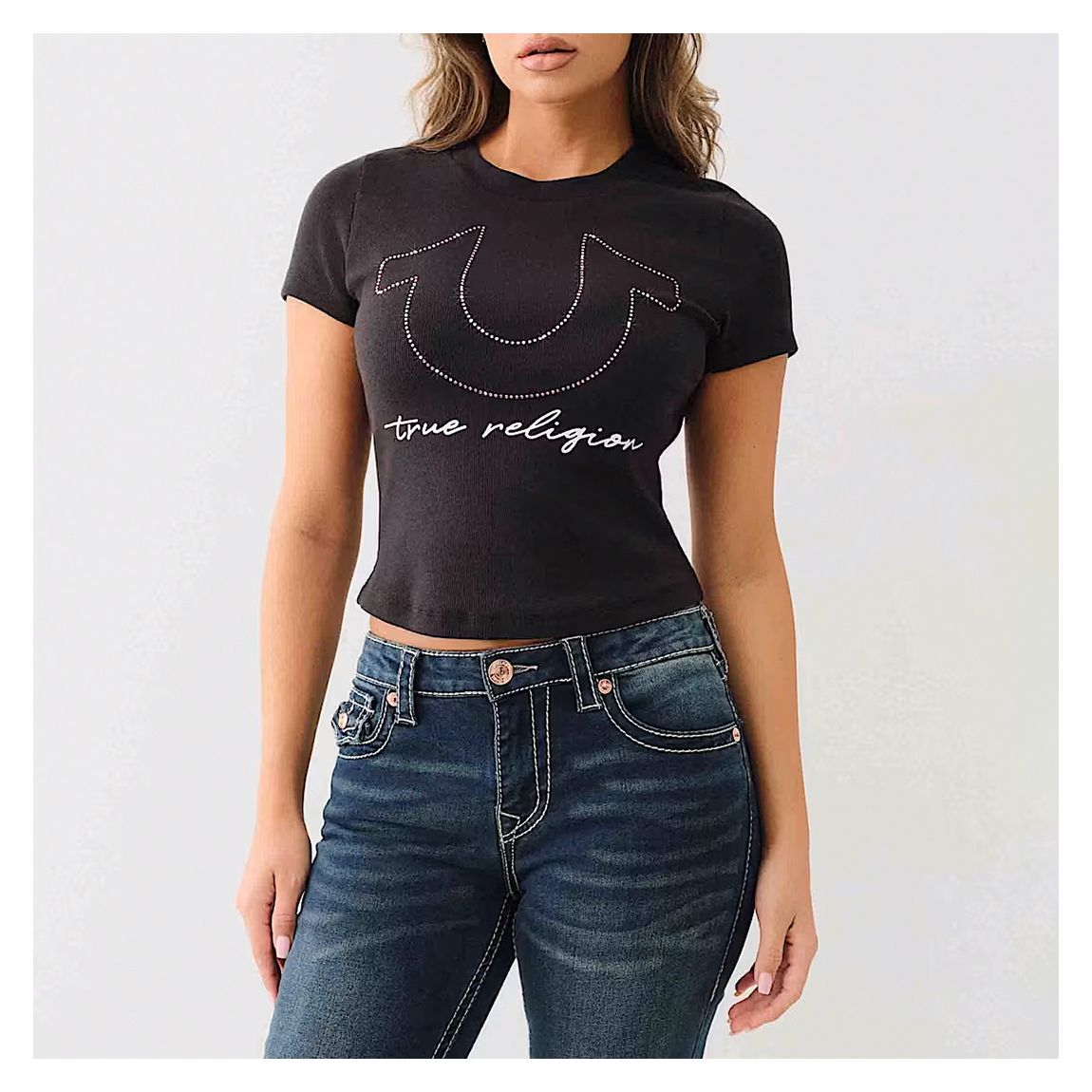 Black Crystal Arch Rib Baby Tee main product photo