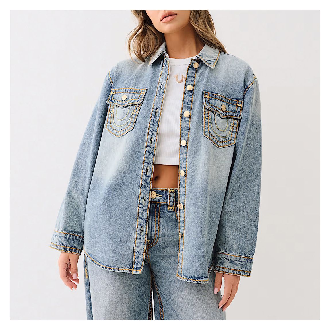Blue Super T Oversized Denim Shacket main product photo