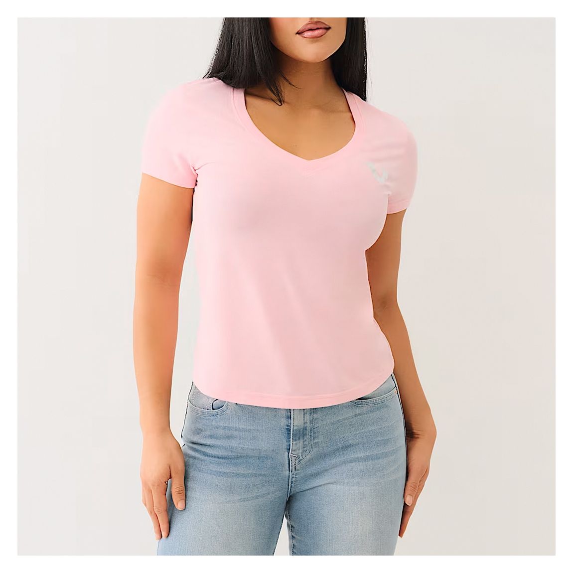 Pink Outline Crystal V-Neck Tee main product photo
