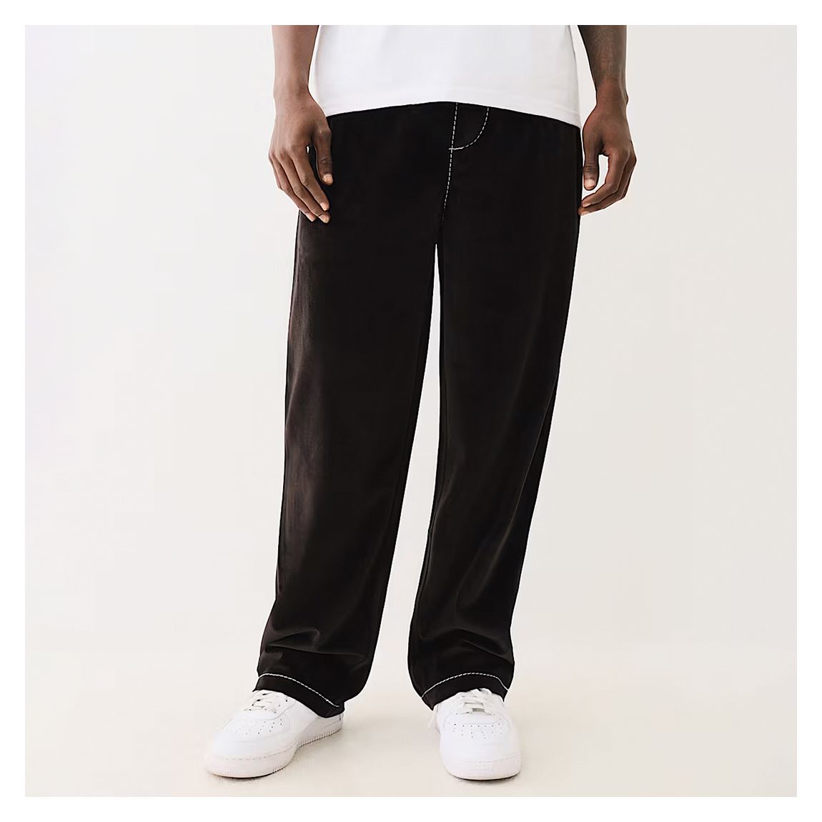 Black Big T Velour Straight Trouser main product photo