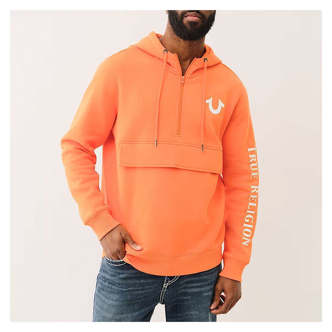 Orange Fleece Anorak Hoodie main product photo