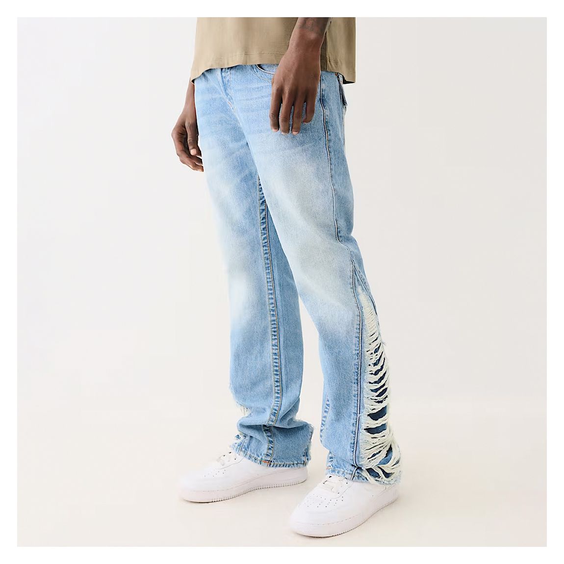 Light Blue Joey Destroyed Slit Flare Jean main product photo