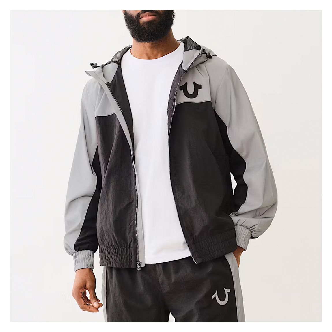 Black Reflective Nylon Windbreaker Jacket main product photo