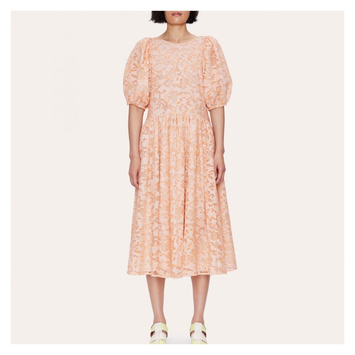 Orange Embroidered Midi Dress main product photo