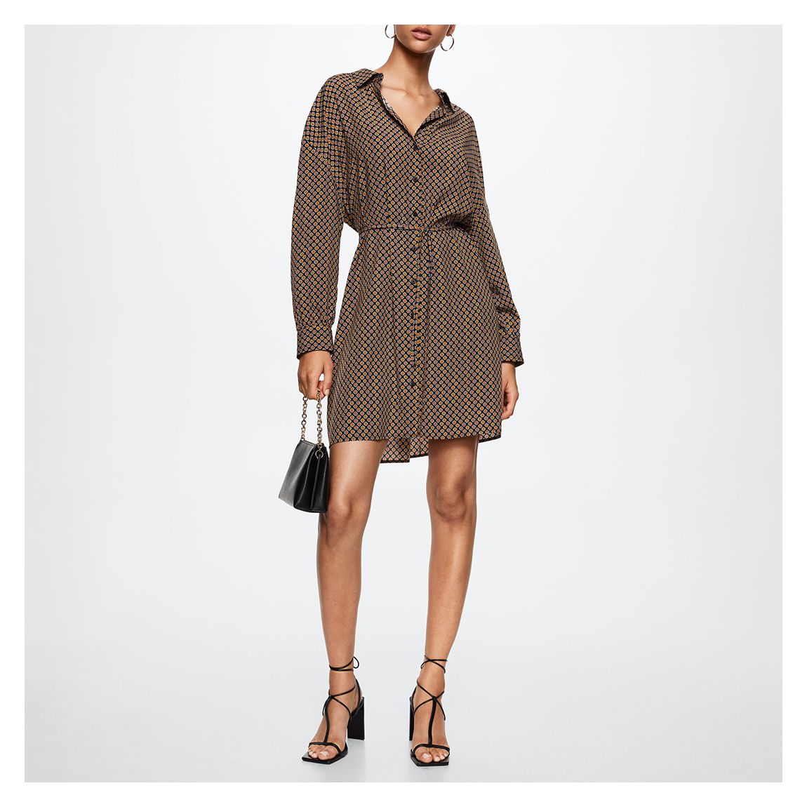 Chocolate Tile Print Shirt Dress main product photo