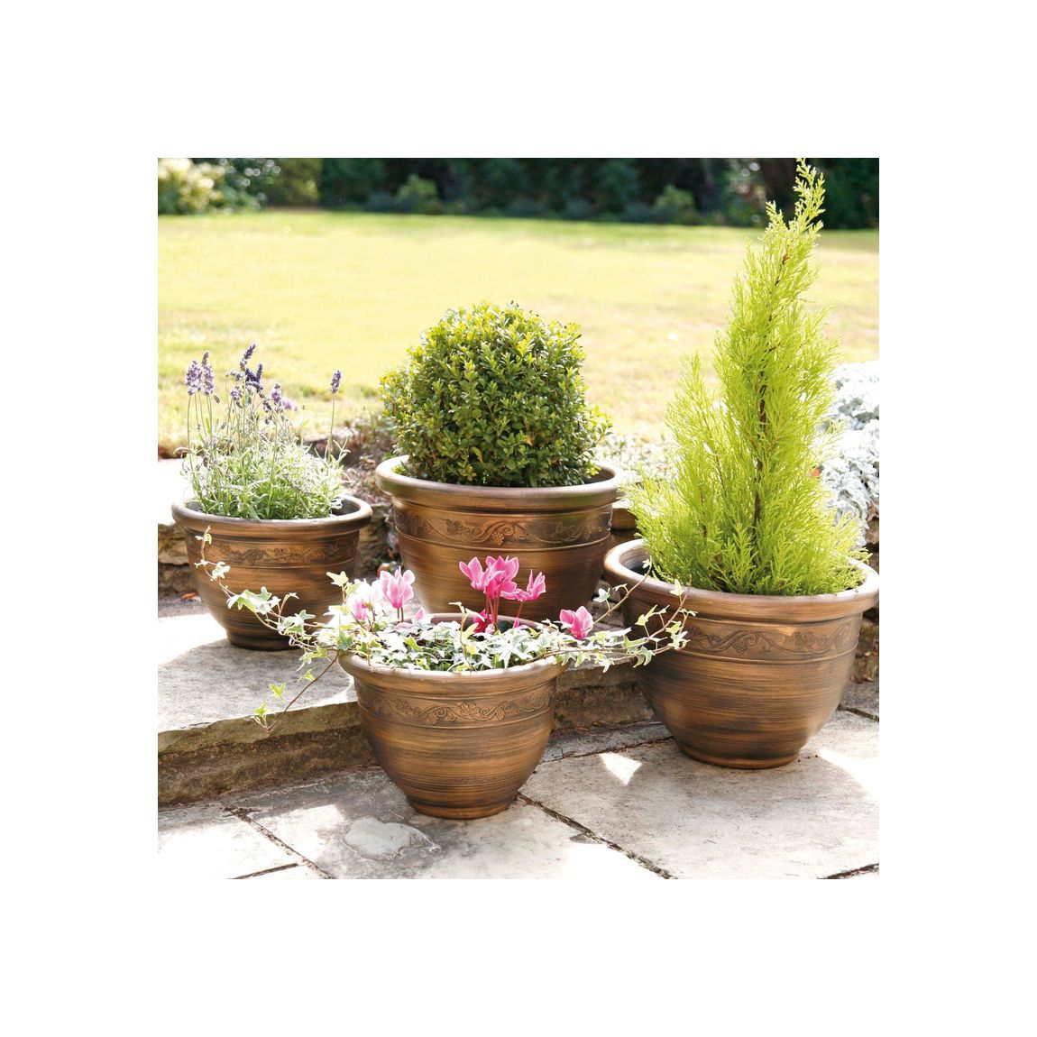 Pack of 4 Antique Planters Bronze main product photo