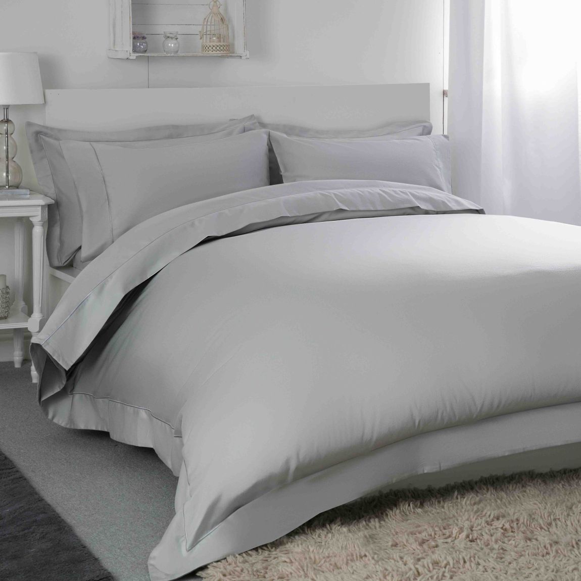Belledorm Egyptian Cotton 400 Thread Count Oxford Duvet Cover,Kingsize Platinum main product photo