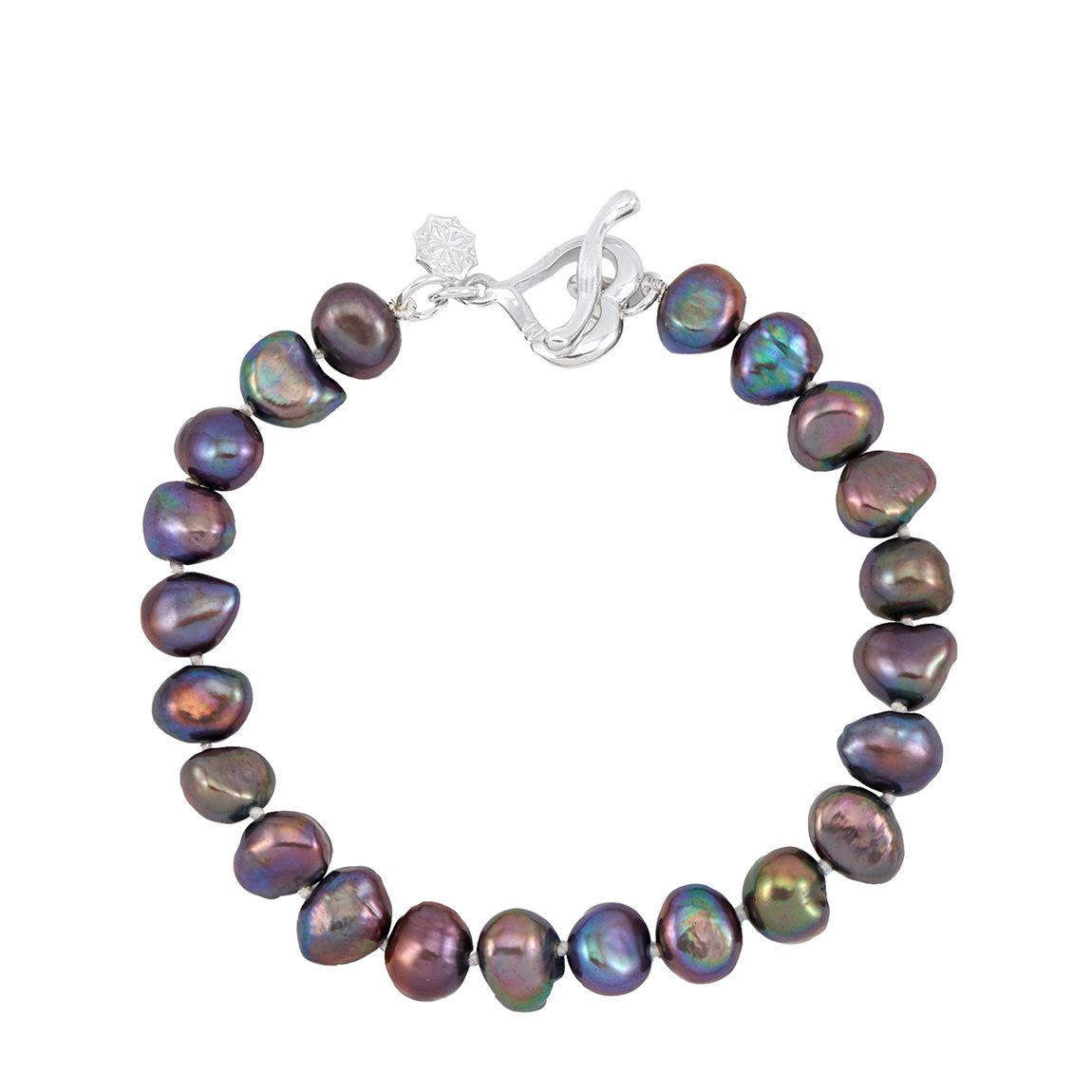 Silver 10mm Baroque Peacock Pearl Bracelet main product photo
