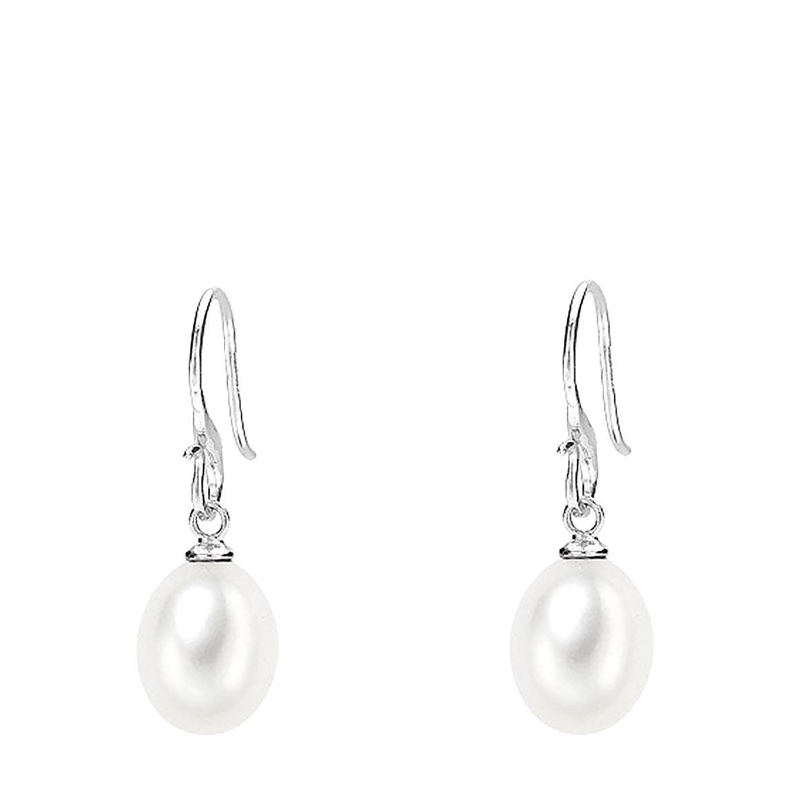 Silver 8mm Oval White Freshwater Pearl Earrings main product photo