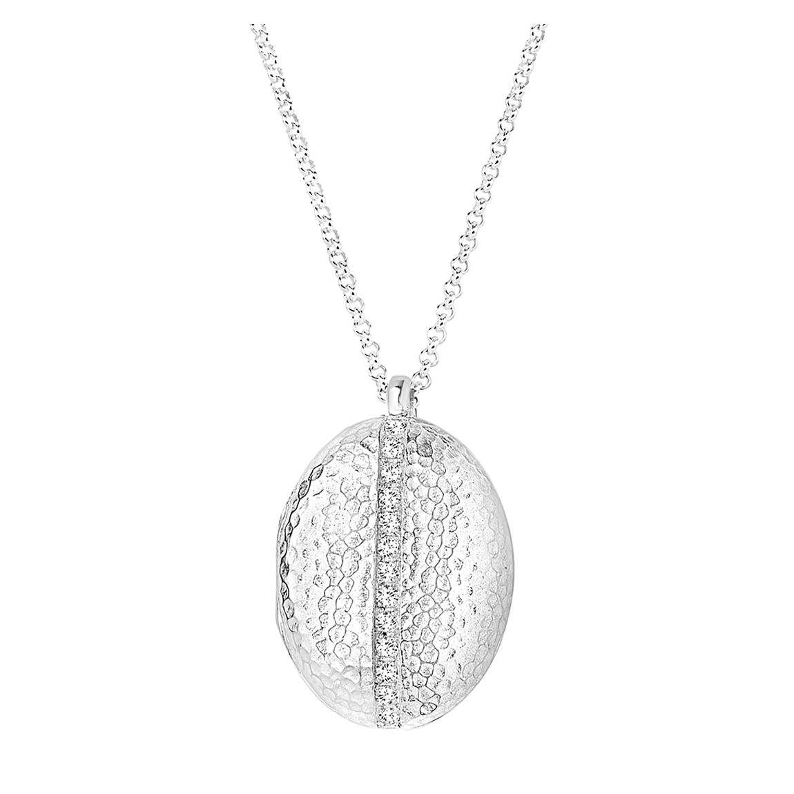 Silver White Sapphire 26mm Oval Lumiere Locket main product photo