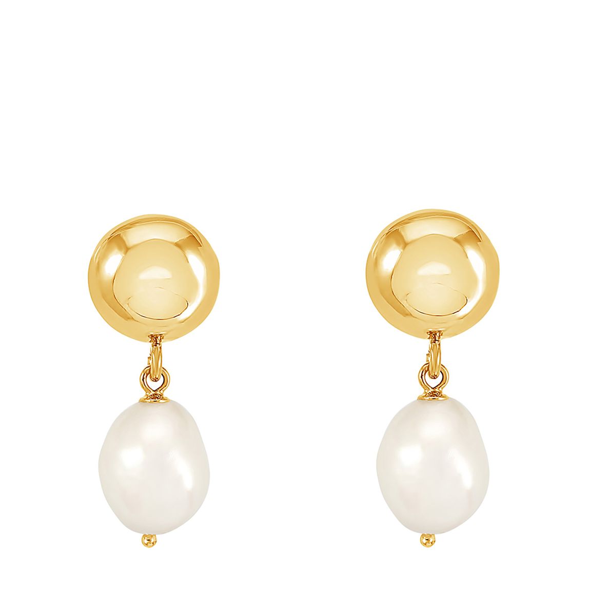 Gold Pebble Stud & White Pearl Drop Earrings main product photo