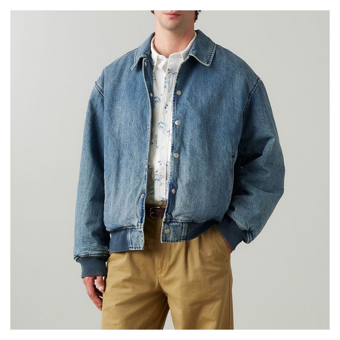 Mid Blue Rowan Collared Bomber Jacket main product photo