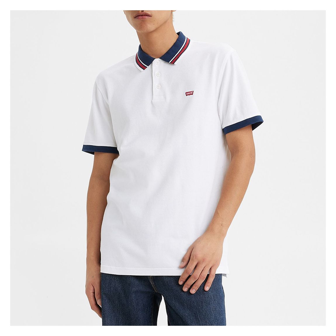 White Tipped Cotton Polo Shirt main product photo