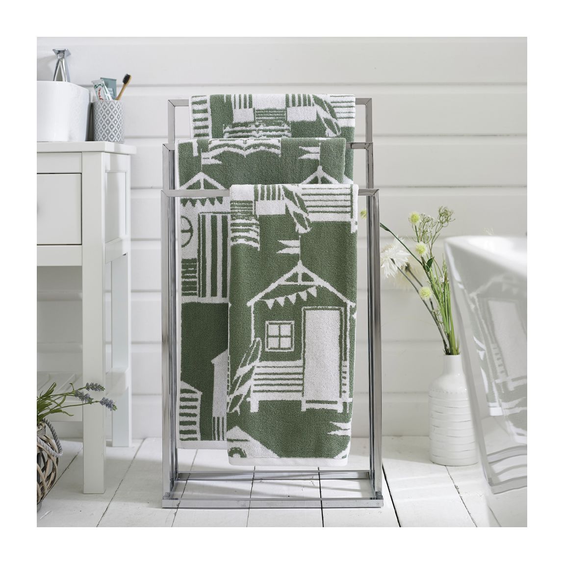 Luxury 100% Cotton Supersoft 550gsm Kings Parade Hand Towels Pair Green main product photo