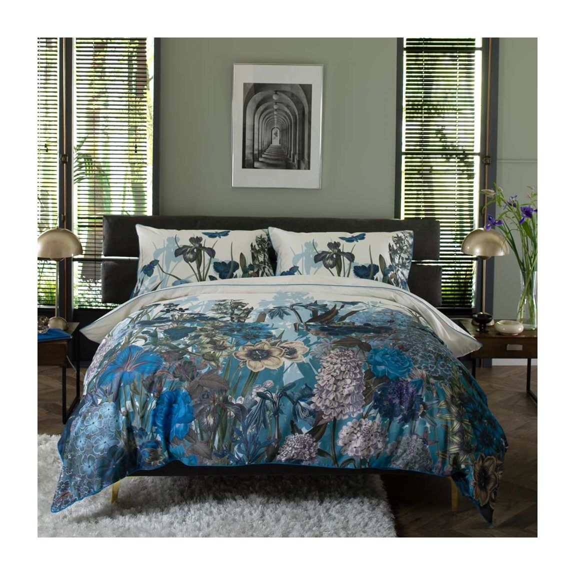 Tivoli Blue Digital Print 100% Cotton Duvet Cover Set Blue Single main product photo