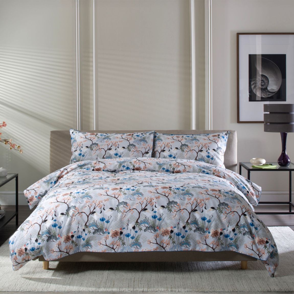 Japanese Kyoto 100% Cotton Duvet Cover Set with Piped Edging SuperKing main product photo